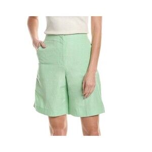 Lafayette 148 New York Ryerson Silk Linen Bermuda Shorts Mint Green Classy Sz 10
